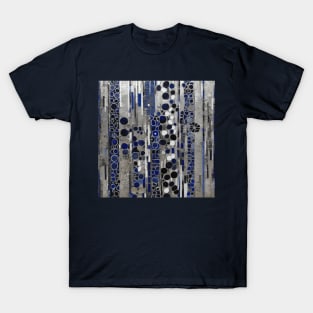 Blue Silver White Abstract Flowers After Klimt T-Shirt